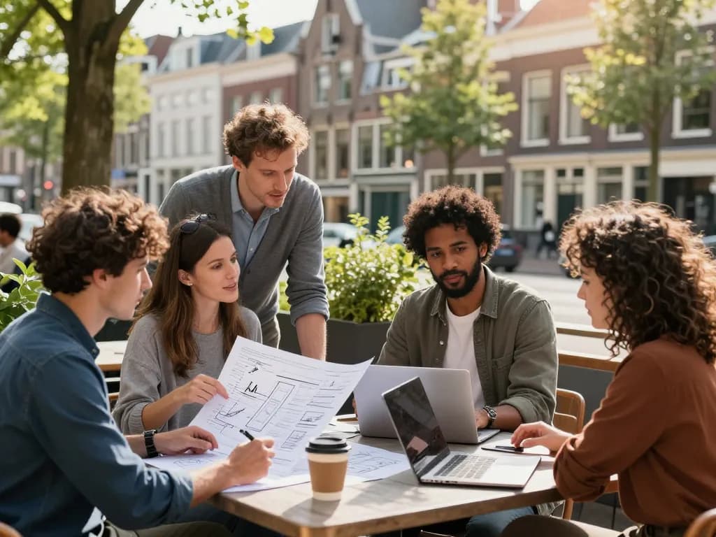 Professionals die samenwerken in de bruisende zakelijke scene van Utrecht, met bedrijven in Utrecht.