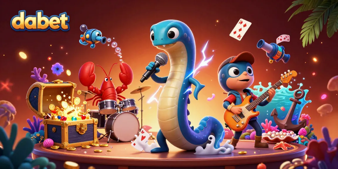 Dabet players enjoy a vibrant underwater casino with thrilling games and explosive wins, surrounded by dynamic 3D characters.