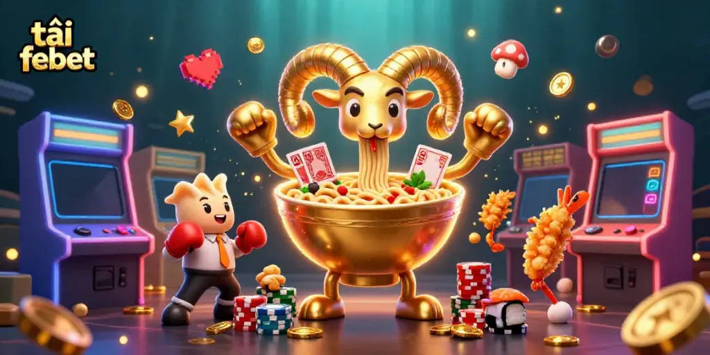 Join the excitement and thrill of tải febet with colorful casino characters in a vibrant 3D scene.