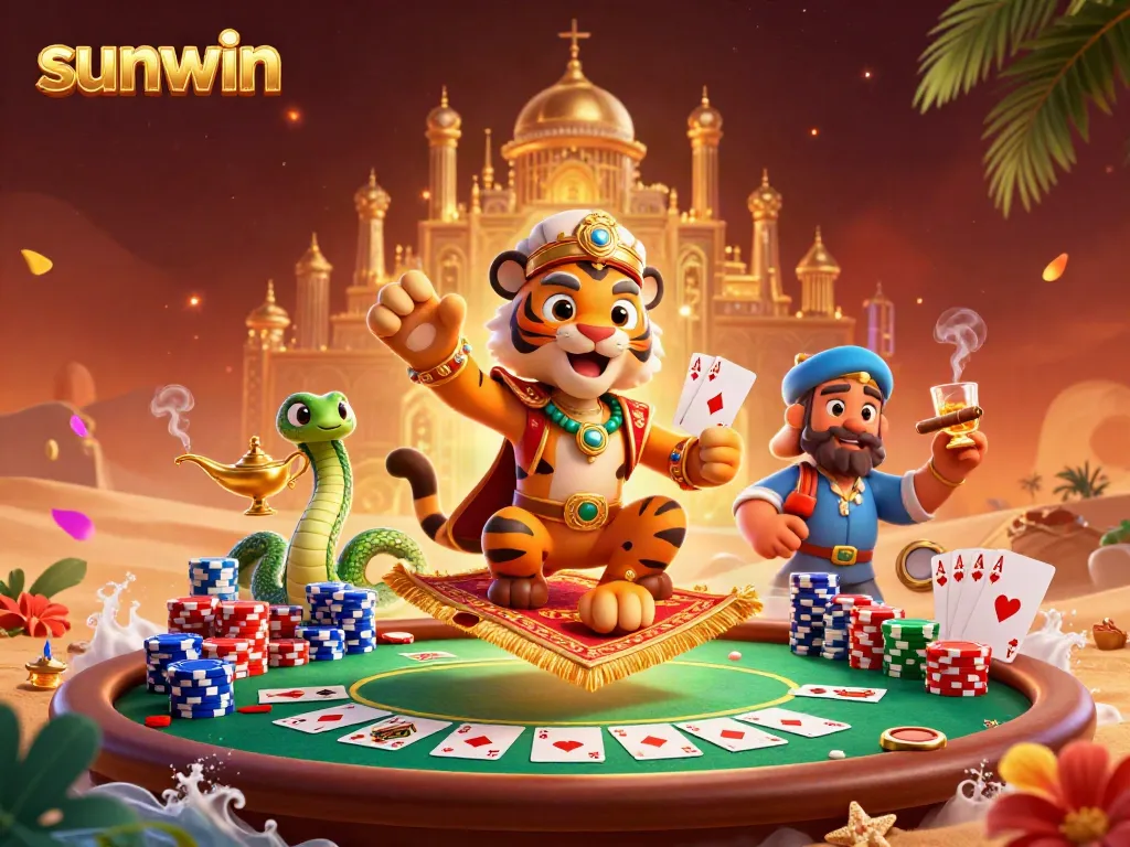Experience exciting gameplay at sunwin with a vibrant illustration of casino elements and a magical atmosphere.