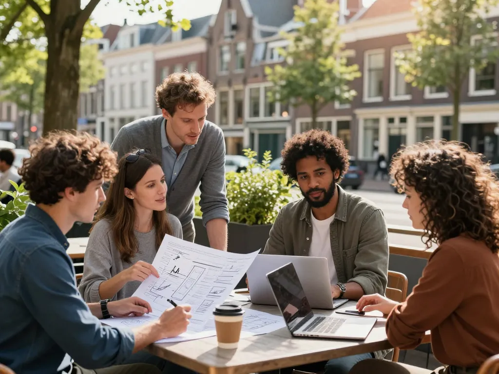 Professionals die samenwerken in de bruisende zakelijke scene van Utrecht, met bedrijven in Utrecht.
