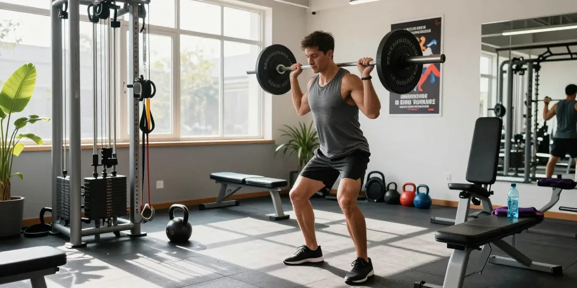 Prime Pharma Steroiden training scene showing an athlete lifting weights in a bright gym.