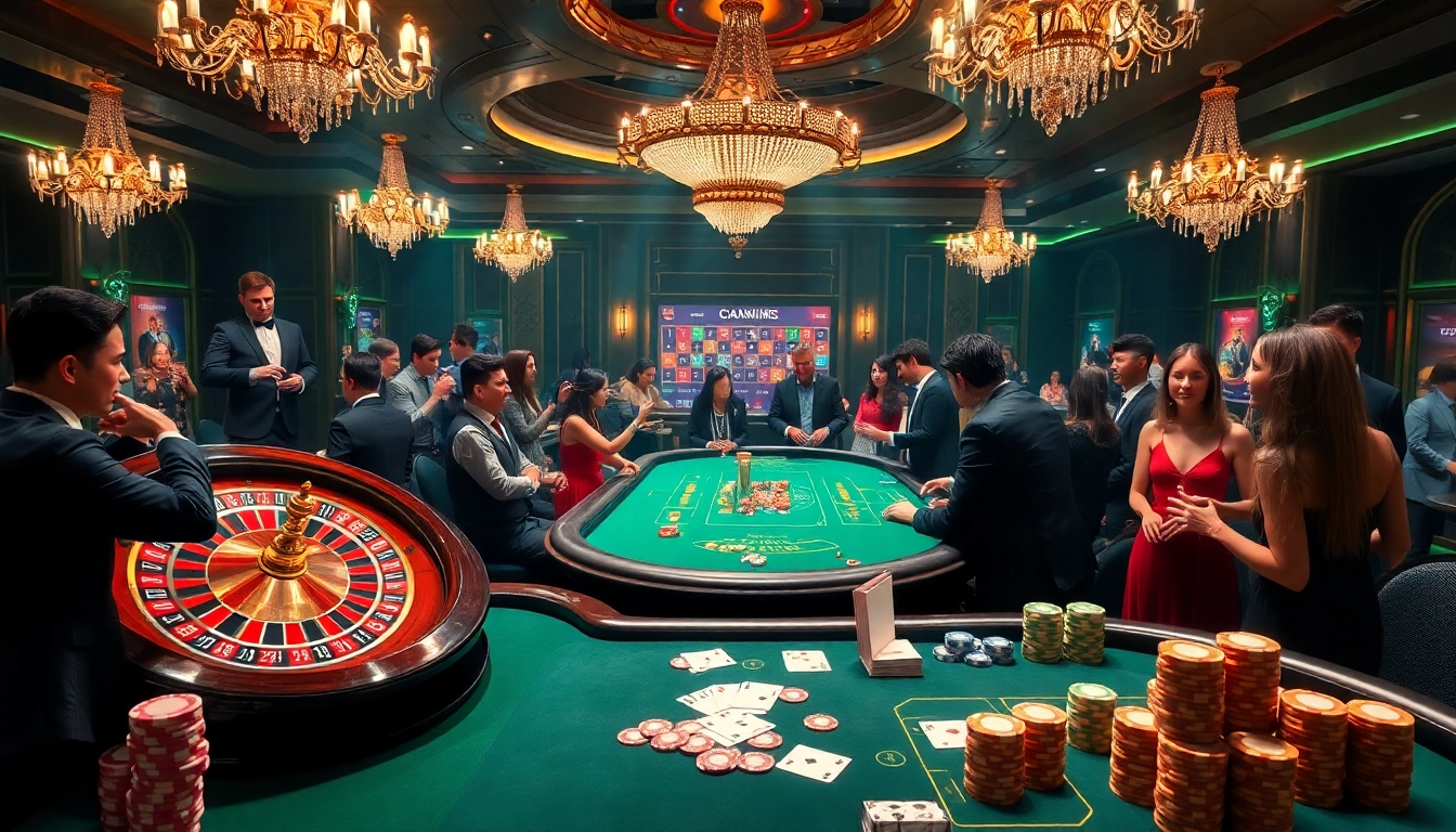 Excited players betting at a luxurious casino with the keyword lu88py1 prominently featured.