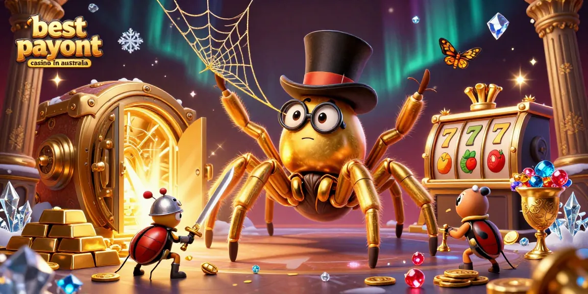 Engage with the best payout casino in Australia featuring a vibrant 3D scene with treasures.