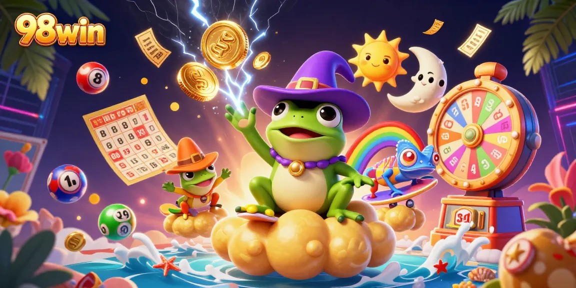 Experience the thrill of winning with 98win's vibrant games and dynamic prizes in this colorful digital scene.